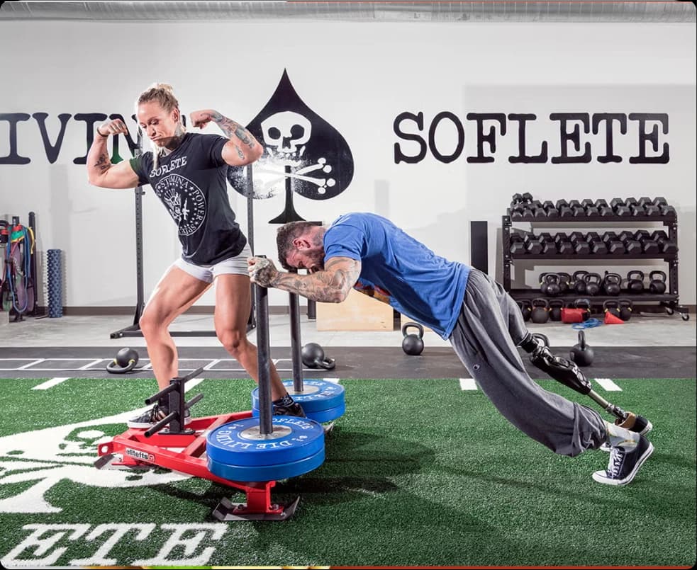 SOFLETE fitness and e-commerce app shown on mobile